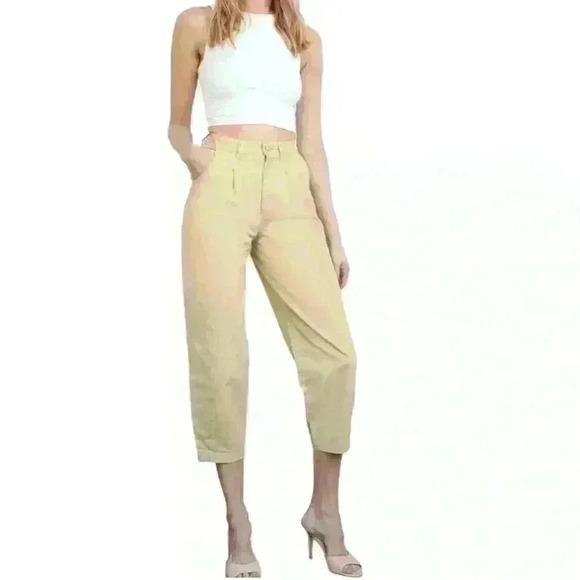 BILLIE THE LABEL Devon Cropped Pant Size 2 NWT Khaki - Picture 1 of 14
